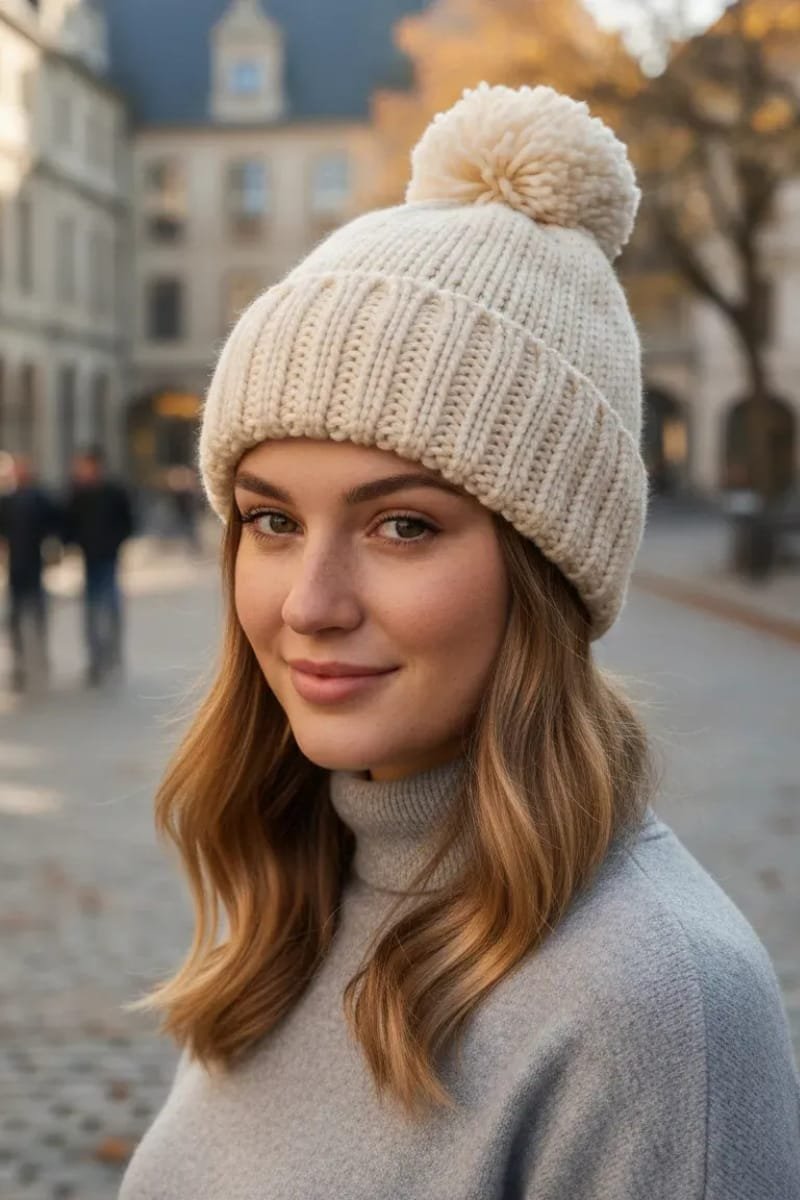 Gorro de invierno tejido con forro interior