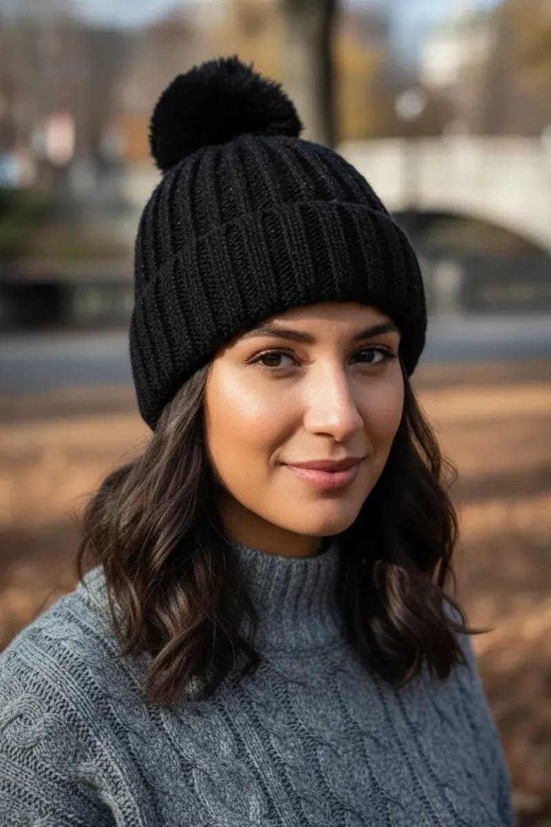 Gorro de invierno tejido con forro interior - Imagen 2