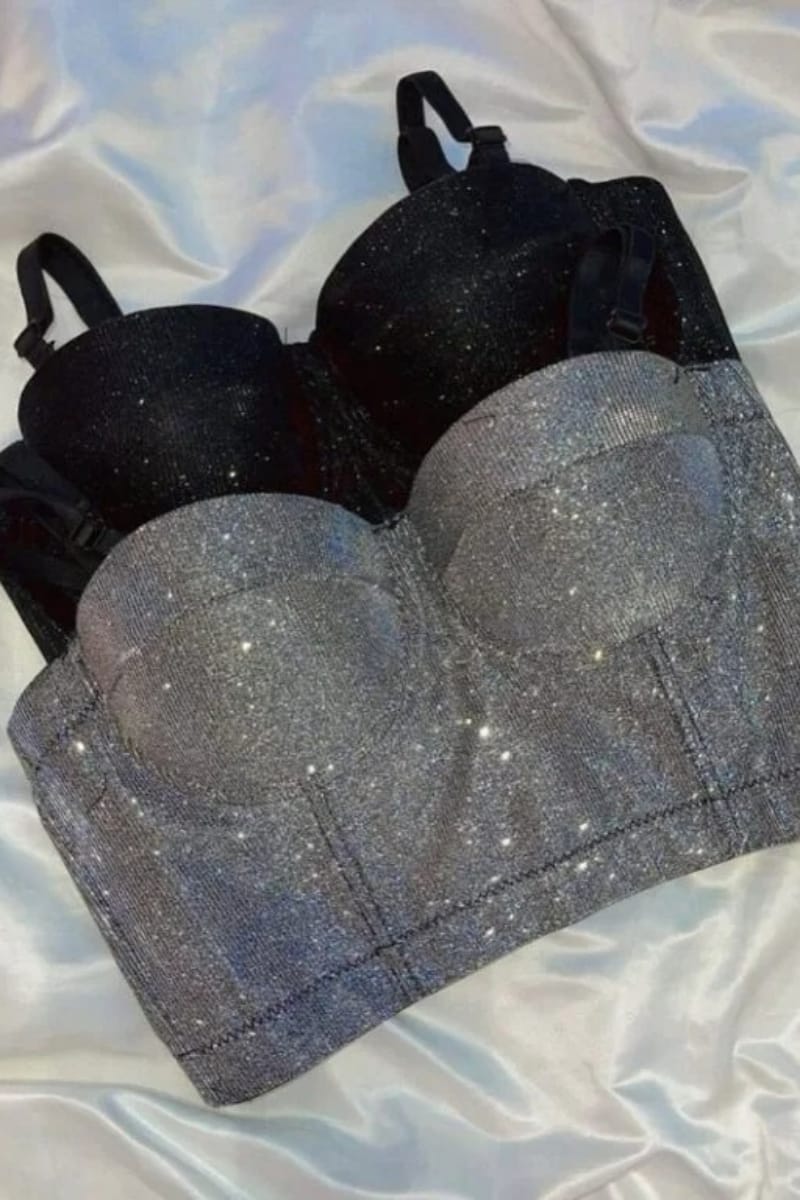 Top Bustier satinado Push Up con varillas - Imagen 2