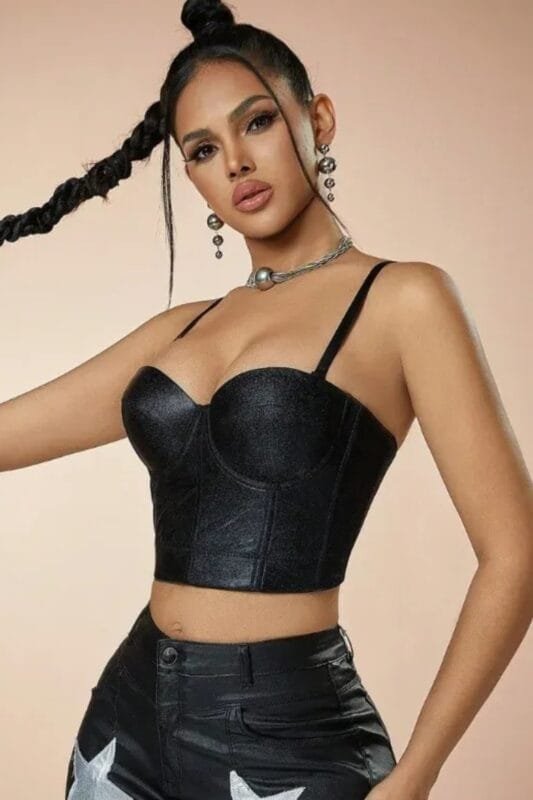 Top Bustier satinado Push Up con varillas