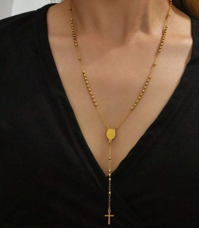 Collar rosario religioso en acero