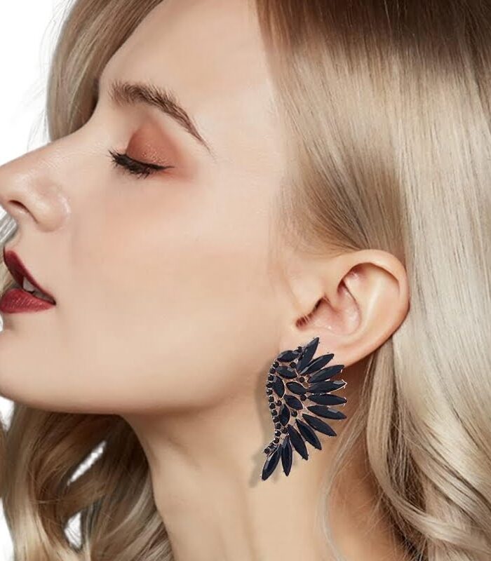 Pendientes de ala de angel con brillo para fiesta