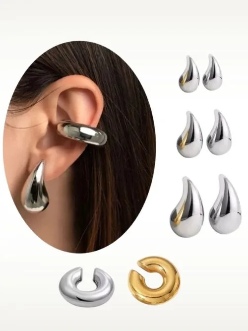 Set aros caravanas gotas mas gachos moda chunky en tendencia