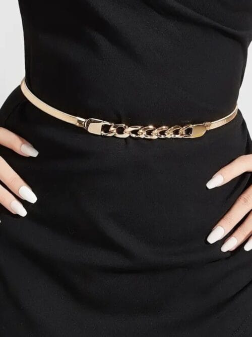 Cinto de metal para dama ancho elegante