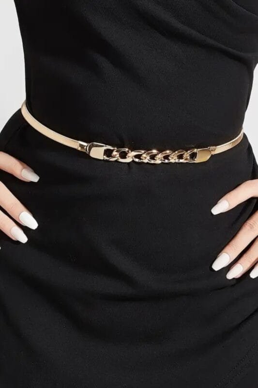 Cinto de metal para dama ancho elegante