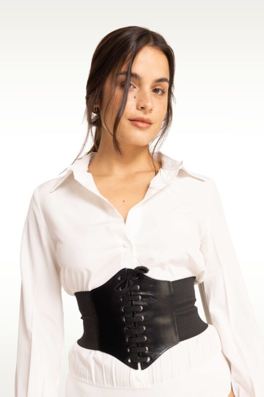 Corset bajo busto ecocuero charol