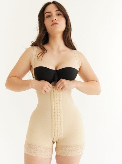 Faja reductora posparto post operatoria levanta glúteos - 3XL, Beige