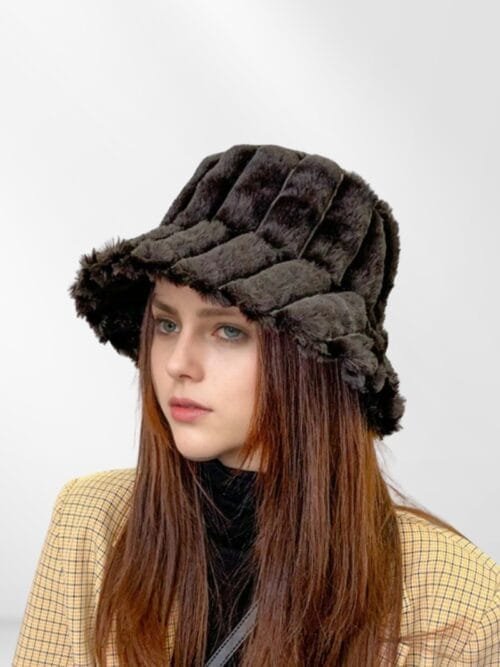Gorro bucket de invierno tipo peluche