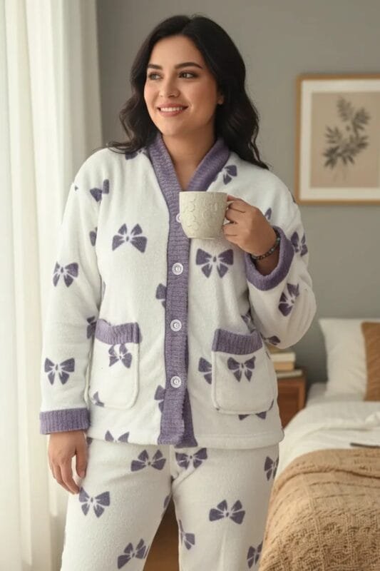 Pijama mujer con estampado de lazos