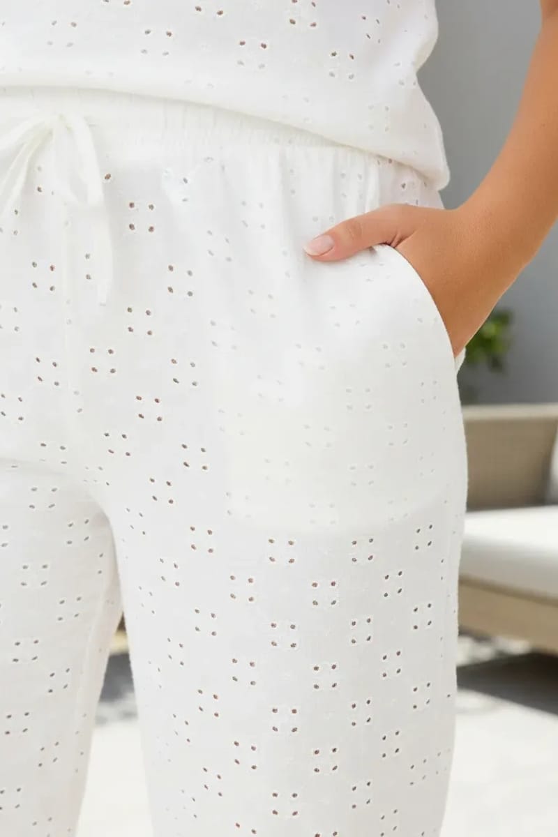 Conjunto calado broderi verano camisa y pantalón Palazzo - Imagen 7