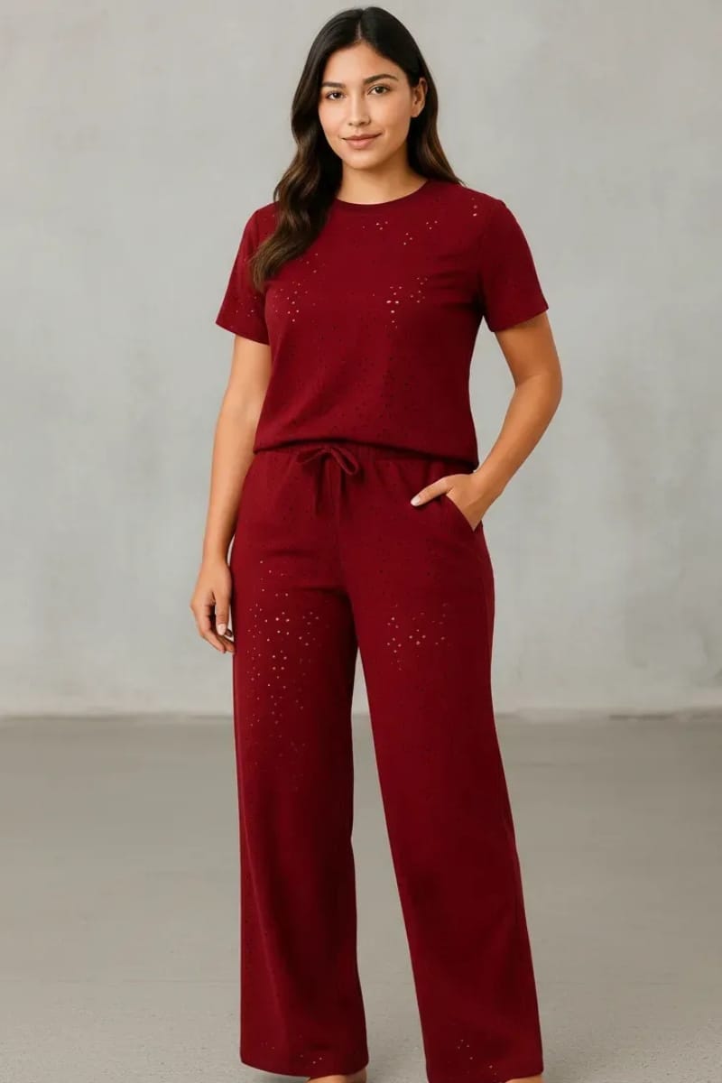 Conjunto calado broderi verano camisa y pantalón Palazzo - Imagen 4