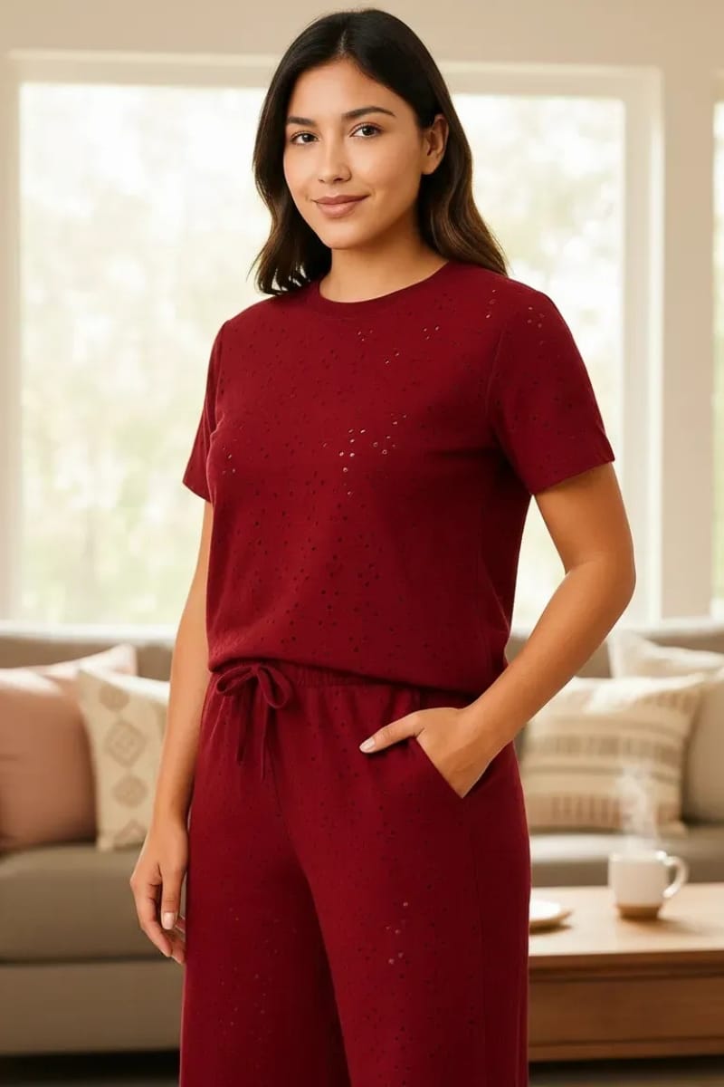 Conjunto calado broderi verano camisa y pantalón Palazzo - Imagen 5