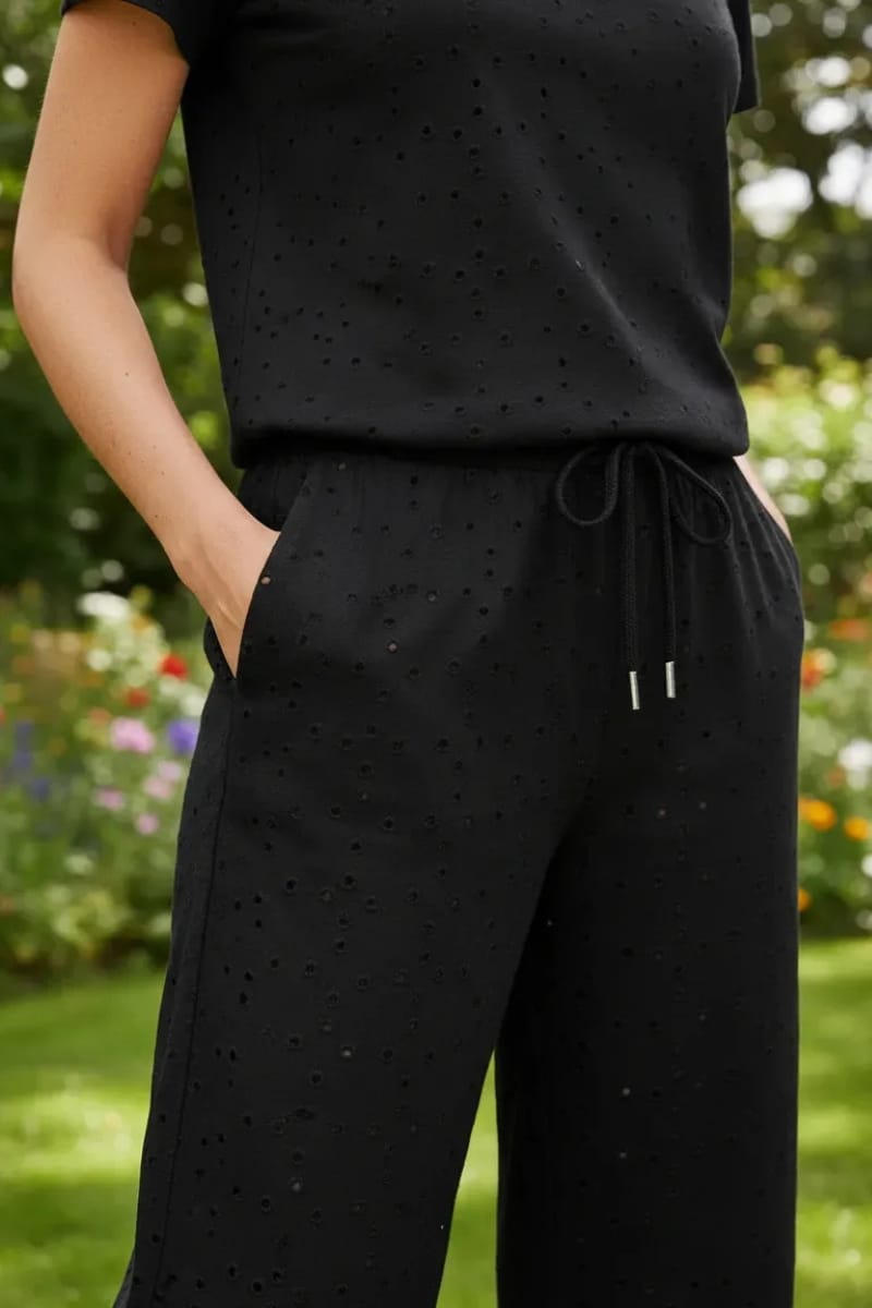 Conjunto calado broderi verano camisa y pantalón Palazzo - Imagen 3