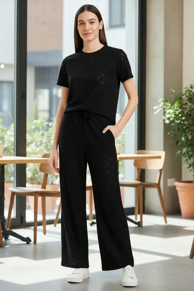 Conjunto calado broderi verano camisa y pantalón Palazzo - Imagen 2