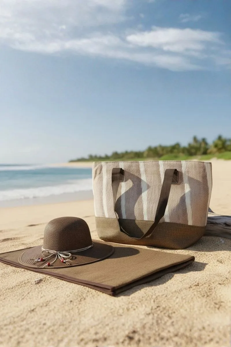 Set 3 de playa piezas bolso, sombrero y esterilla - Imagen 3