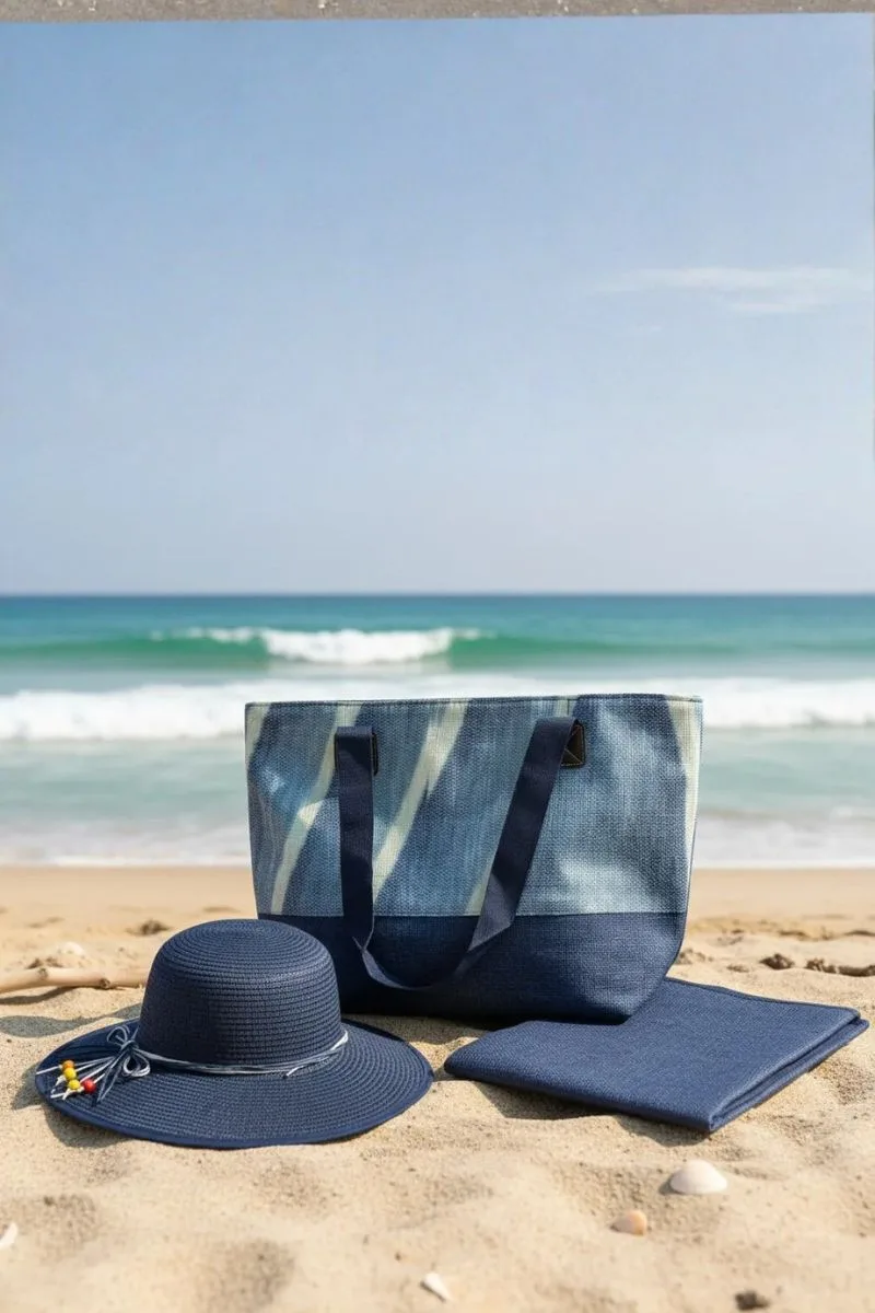 Set 3 de playa piezas bolso, sombrero y esterilla - Imagen 5