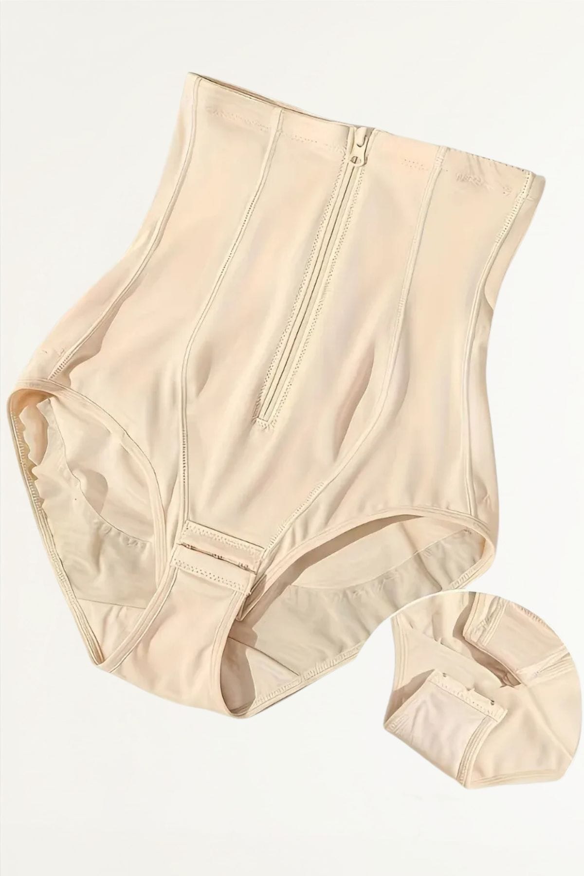 Faja bombacha beige vista frontal sin modelo mostrando su diseño y zona abdominal