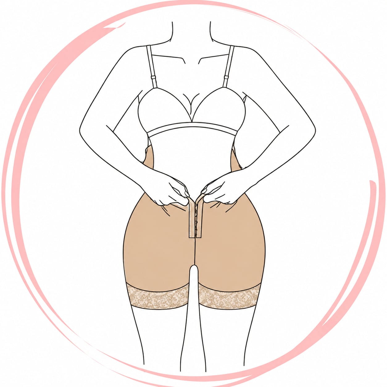 Paso 3 para ponerse una faja: cerrar los broches desde abajo hacia arriba