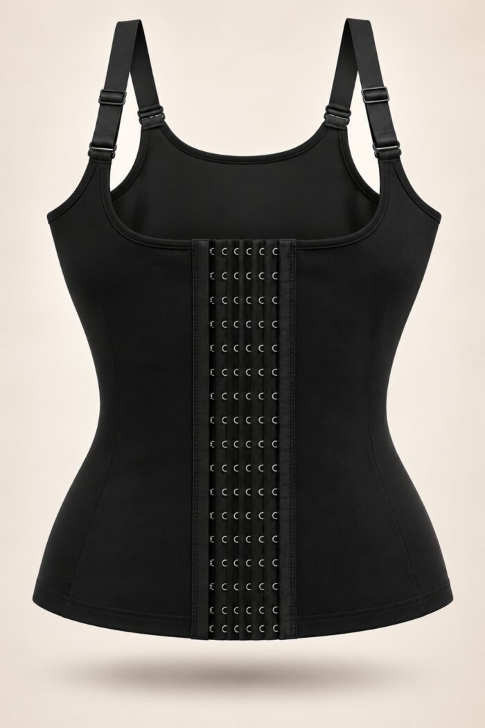 Chaleco faja bajo busto negro con 6 niveles de ajuste frontal